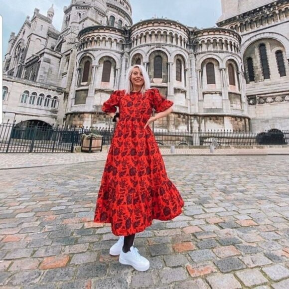 NEW ZARA STUNNING Beverly RED DRESS with Sequins FALL Small - Picture 6 of 7